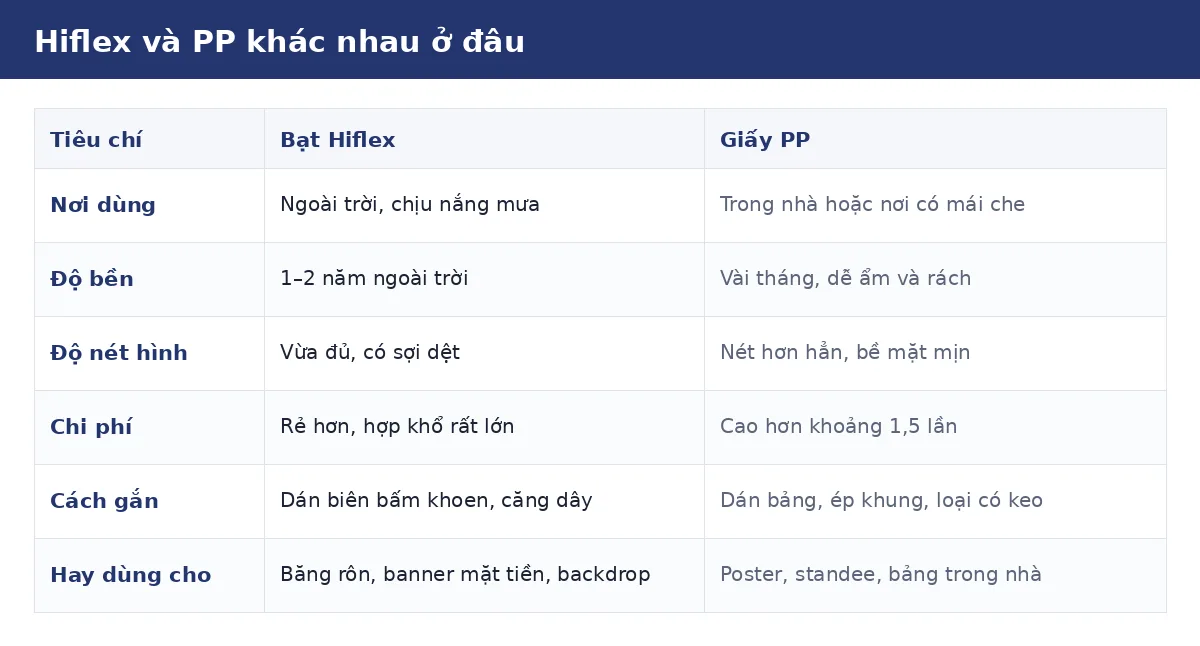 Hiflex hay PP – bảng so sánh độ bền, chi phí và nơi dùng