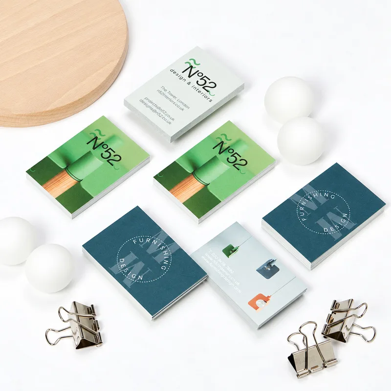 Namecard giấy mỹ thuật tông xanh nhạt cho studio nội thất – in danh thiếp quận 7