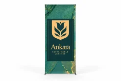 Standee chân X mẫu xanh vàng nhìn từ mặt trước