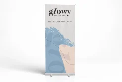 Standee cuốn quảng cáo dịch vụ làm đẹp trên nền trắng