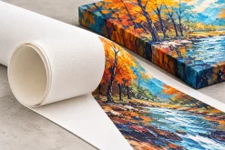 Cận cảnh chất liệu vải Canvas in ảnh có bề mặt dệt mịn và màu sắc rõ nét.