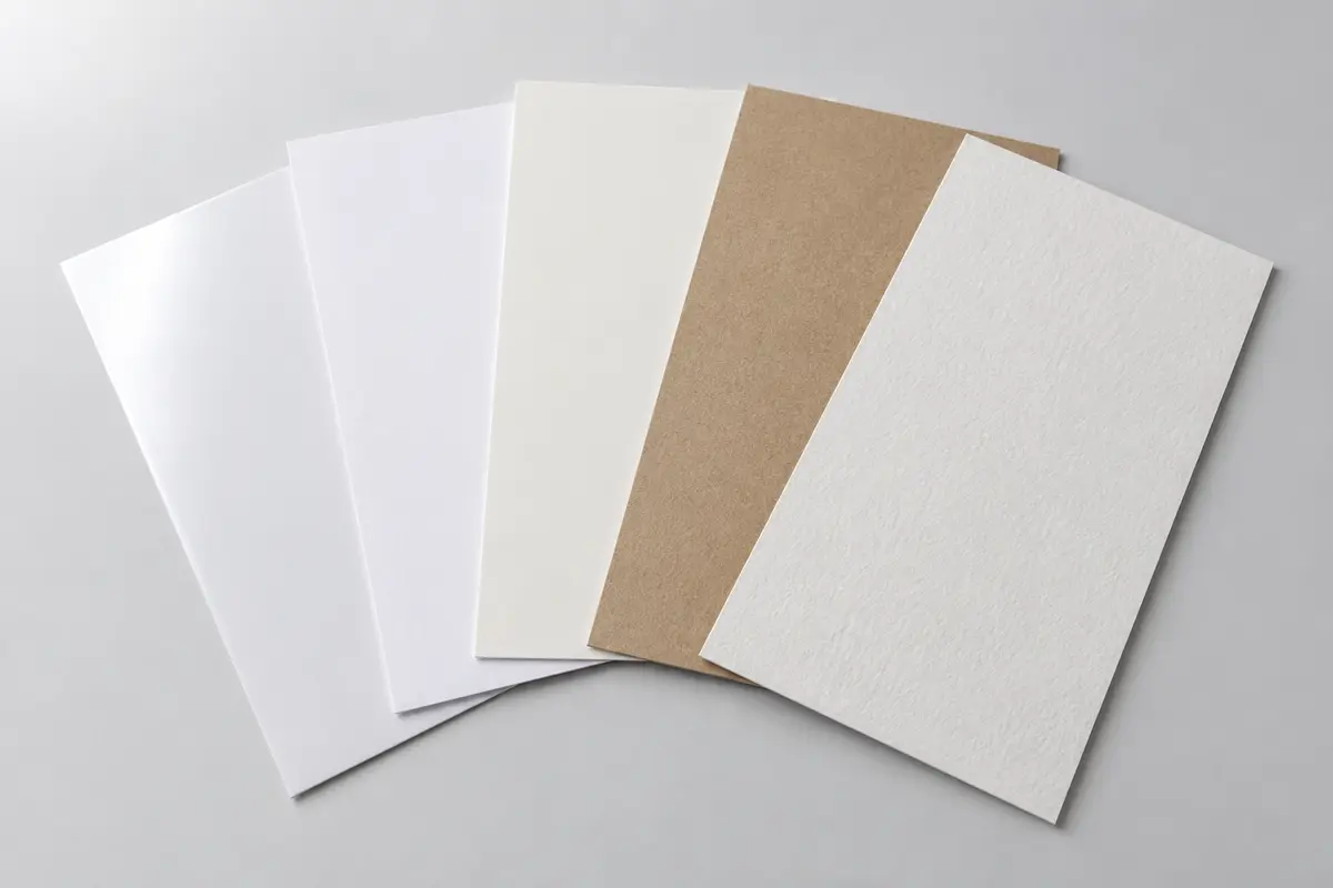 Các mẫu giấy trắng, giấy kem và giấy Kraft xếp quạt