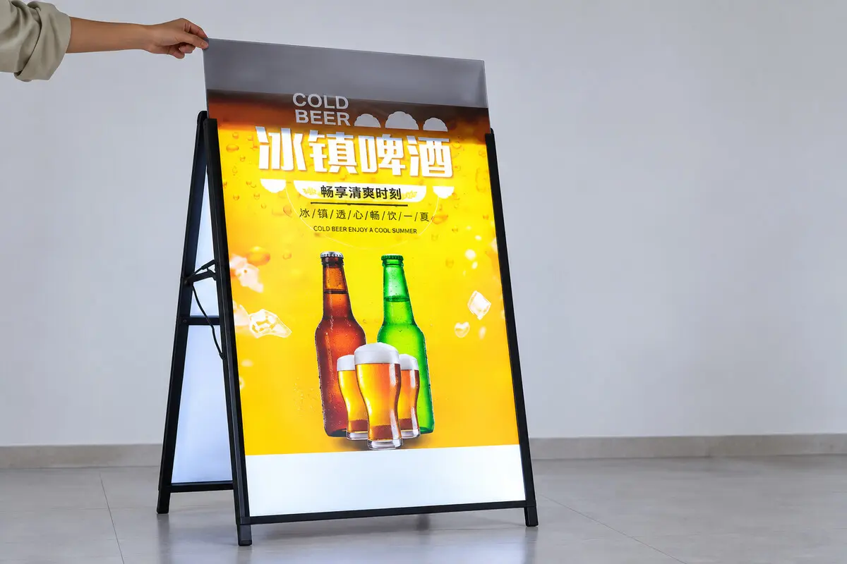 Thay tranh in trên standee LED chữ A
