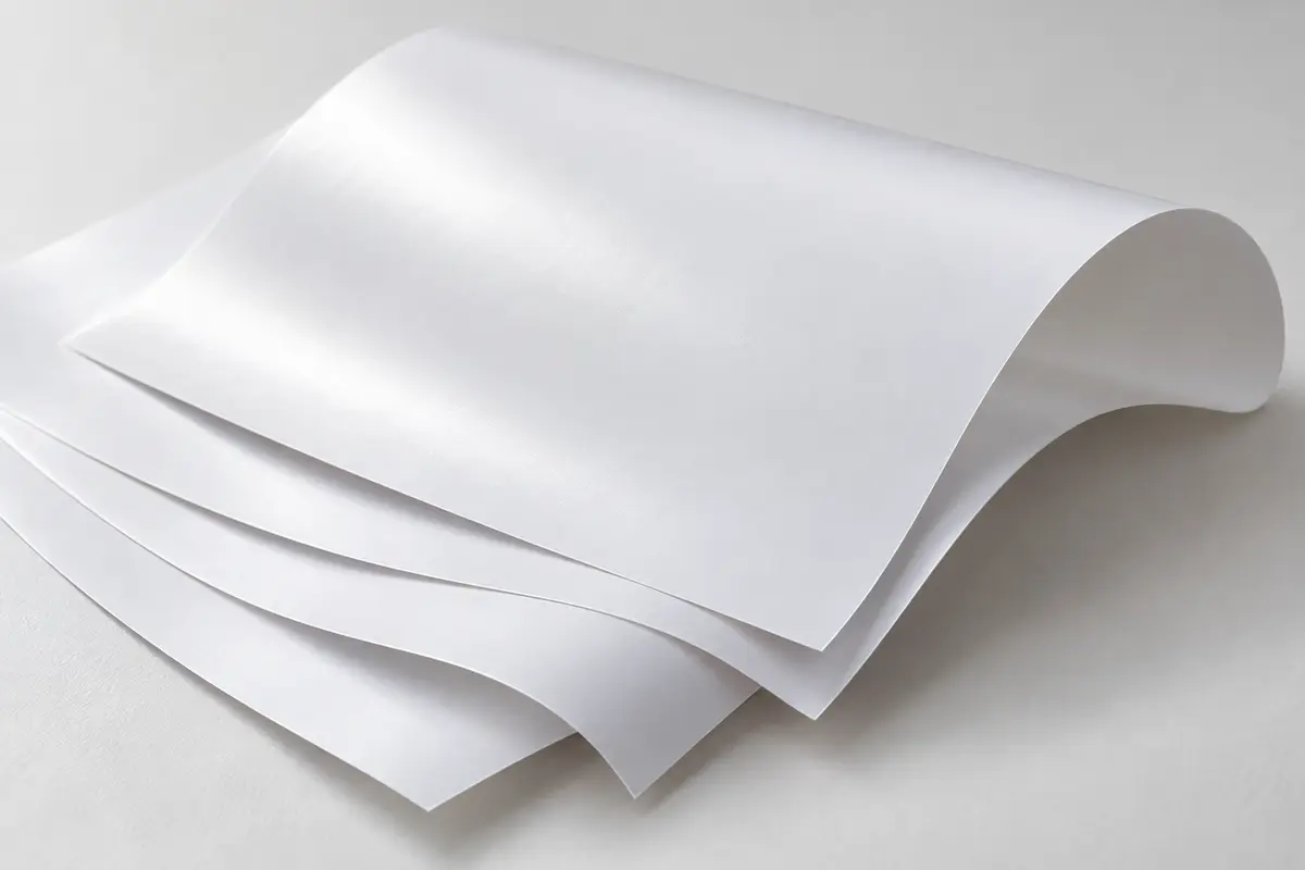 Cận cảnh bề mặt giấy Couche trắng chưa in