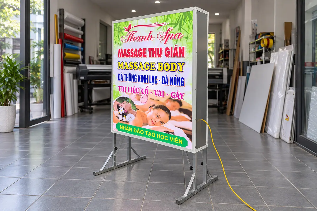 Standee hộp đèn quảng cáo dịch vụ spa