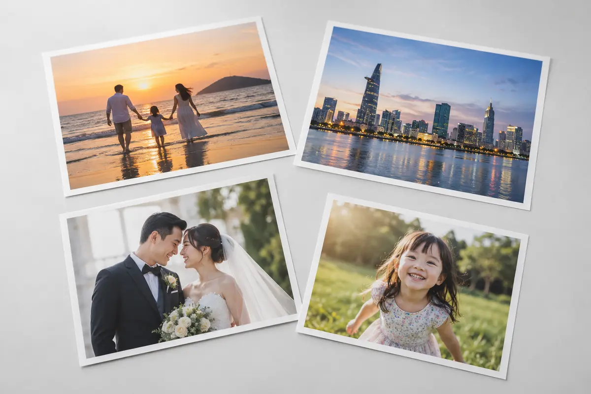 Các bản in ảnh gia đình, phong cảnh, ảnh cưới và ảnh kỷ niệm trên giấy ảnh