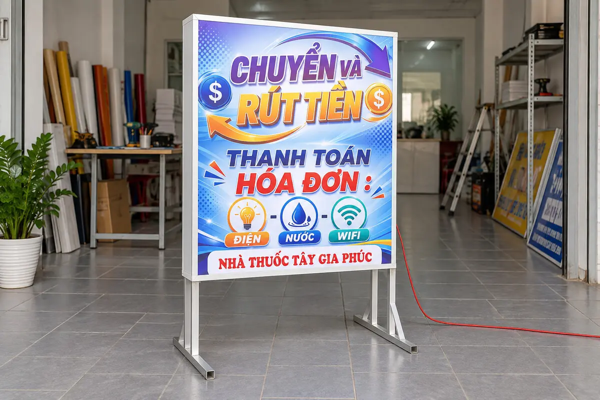 Standee hộp đèn quảng cáo dịch vụ thanh toán