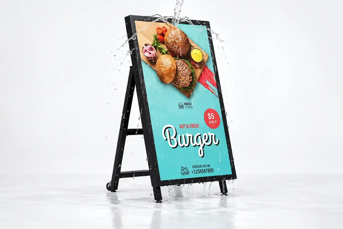 Standee LED chữ A quảng cáo món burger