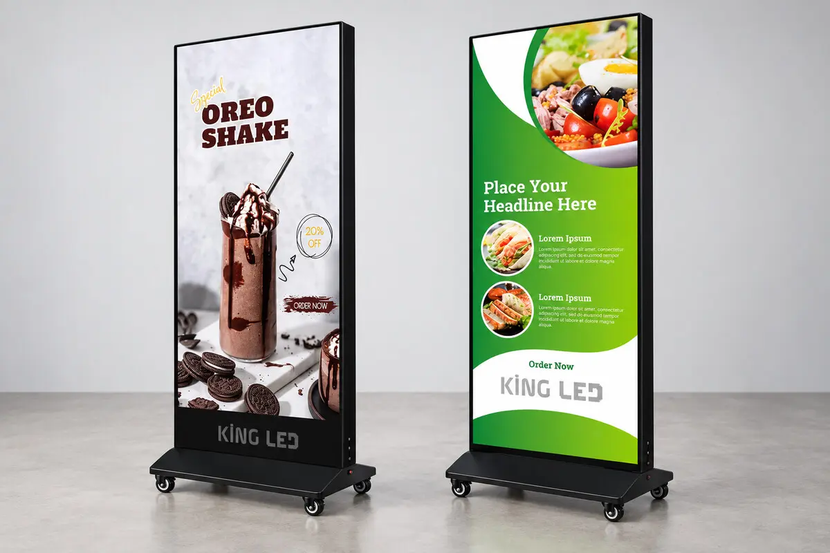 Standee LED hai mặt quảng cáo đồ uống và món ăn