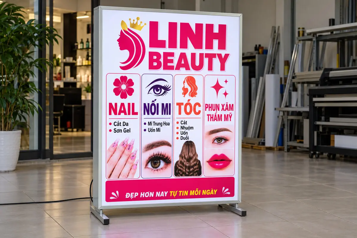 Standee hộp đèn quảng cáo salon làm đẹp