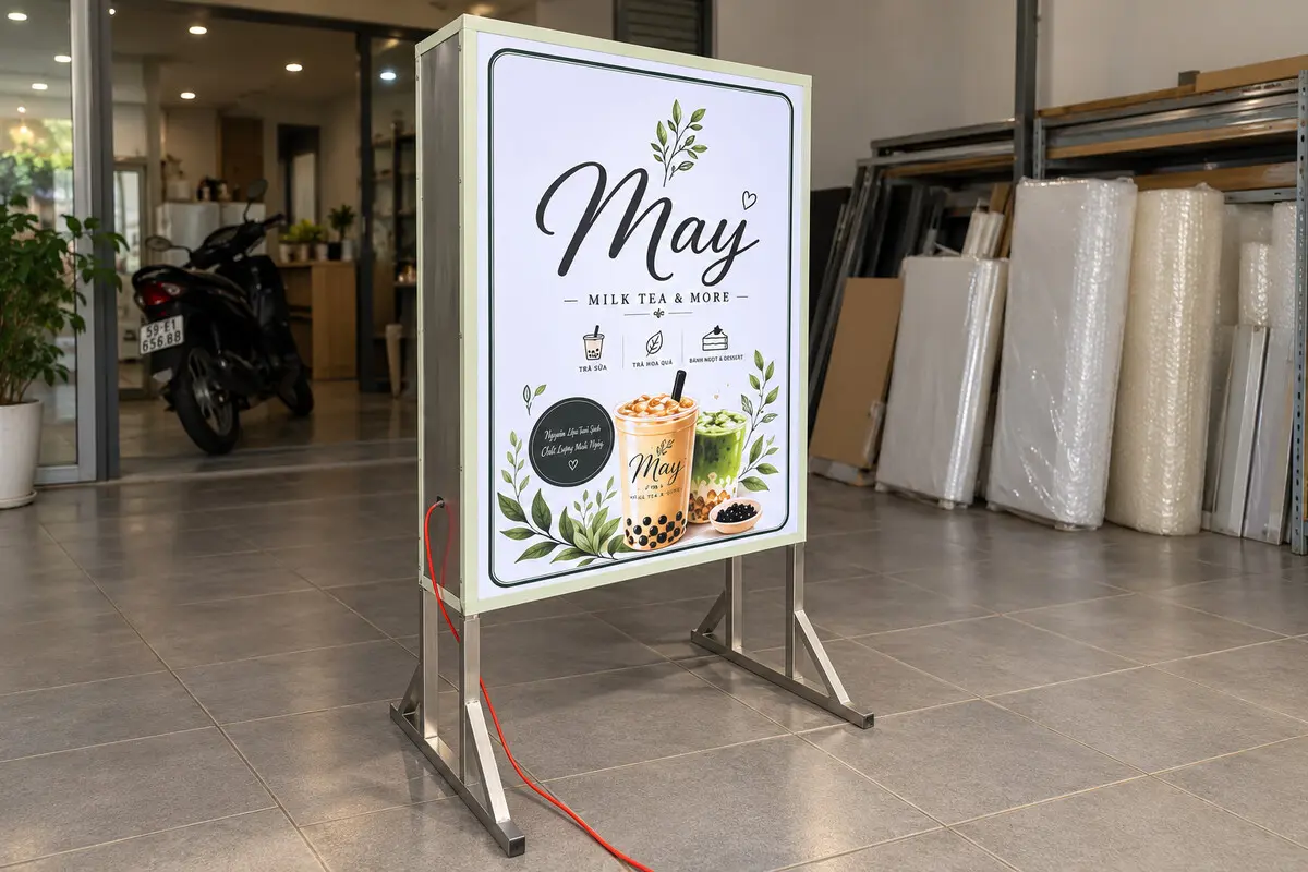 Standee hộp đèn quảng cáo quán trà sữa