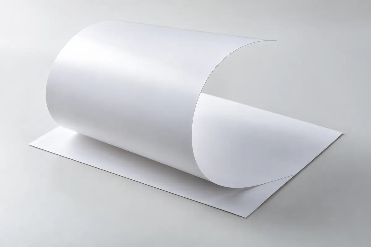 Tờ giấy Couche uốn cong minh họa độ mềm của giấy