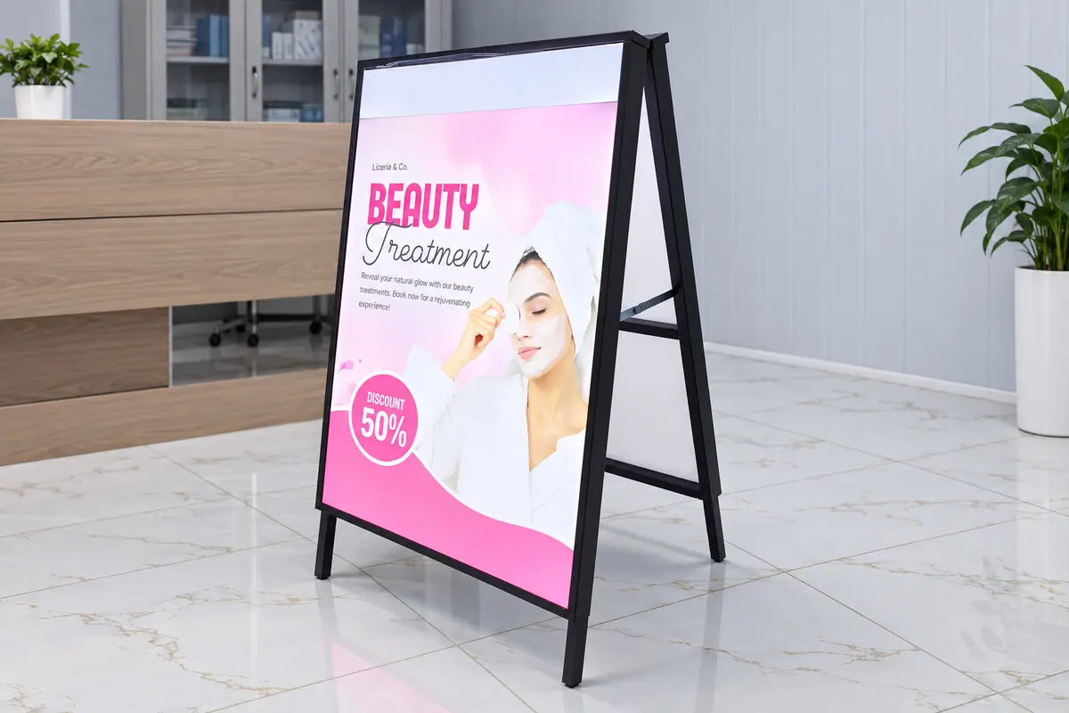 Standee LED chữ A quảng cáo dịch vụ làm đẹp