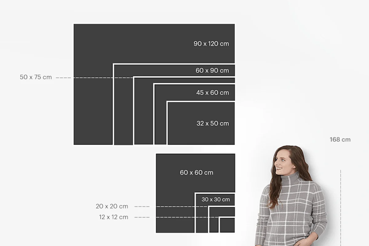 Bảng kích thước decal dán kính.