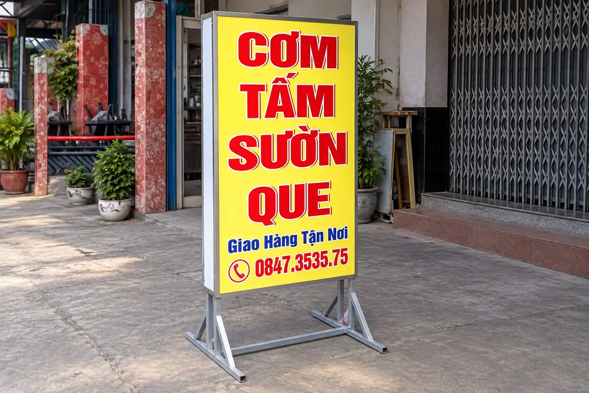 Standee hộp đèn quảng cáo quán cơm tấm