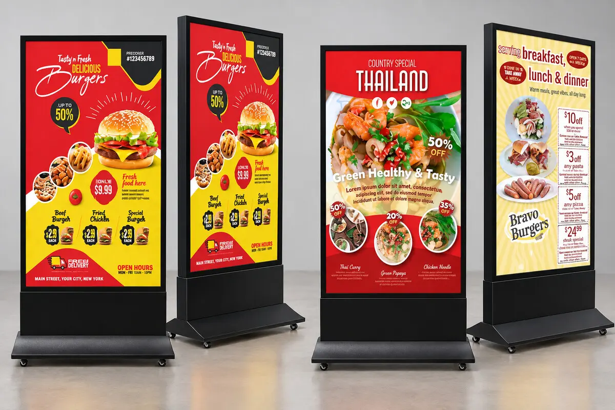 Standee LED hai mặt đặt tại nhà hàng