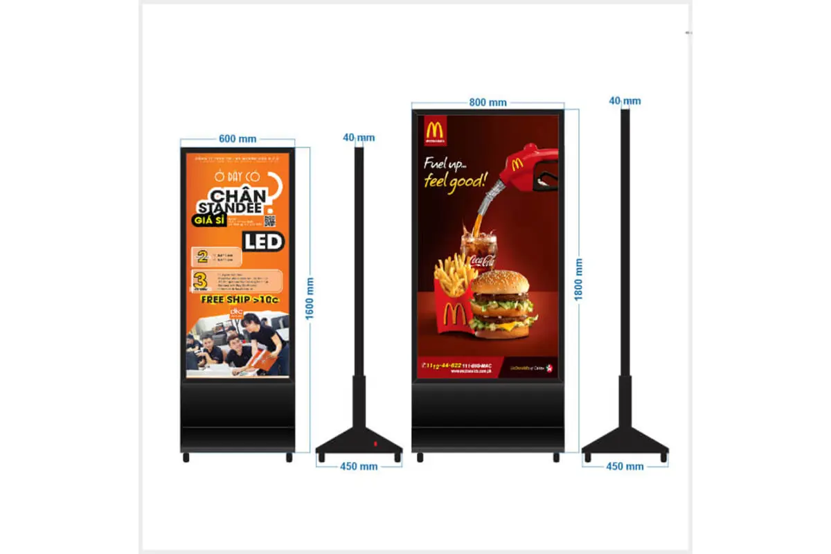Kích thước standee LED hai mặt theo mẫu tham khảo