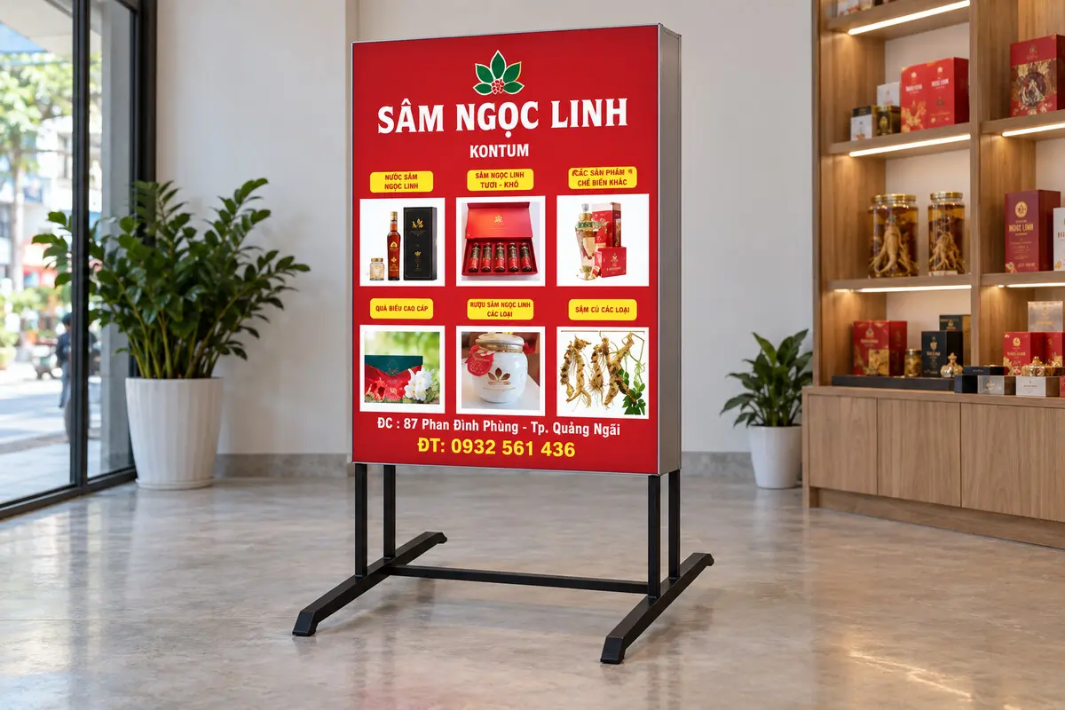 Standee hộp đèn quảng cáo sản phẩm sâm