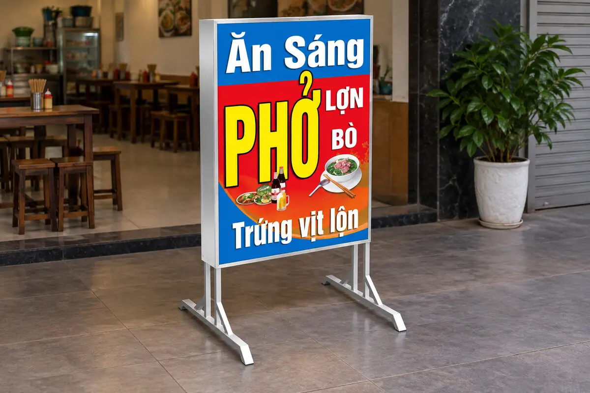 Standee hộp đèn quảng cáo quán phở