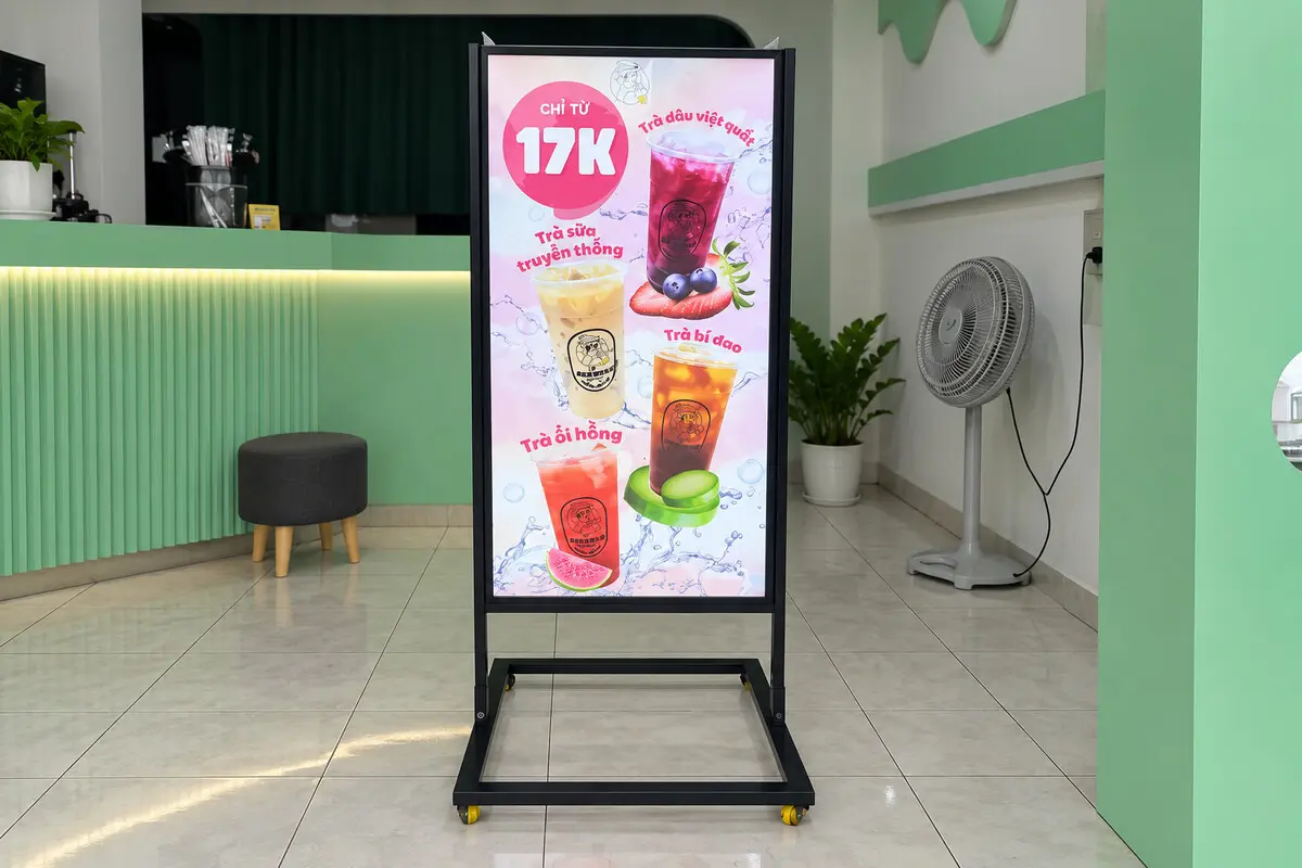 Standee LED chữ A quảng cáo trà sữa