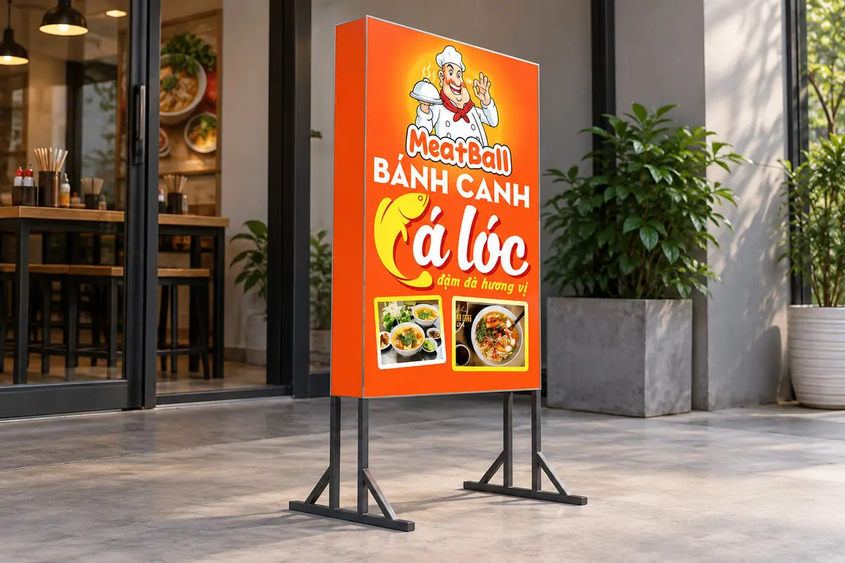 Standee hộp đèn quảng cáo quán bánh canh
