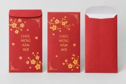 Bao lì xì giấy ford in đỏ và vàng, một bao mở nắp