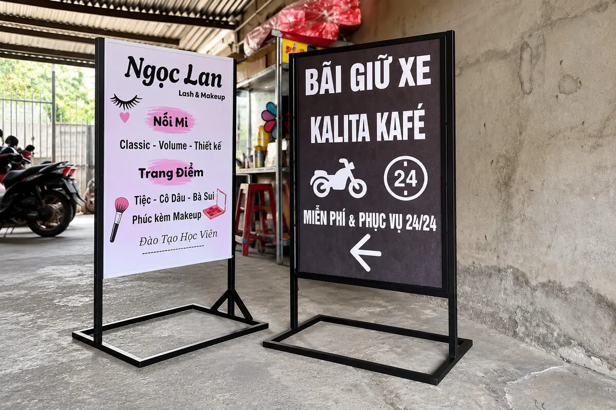 Standee bảng chỉ dẫn bãi giữ xe đặt ngoài trời