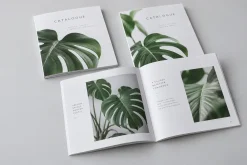Catalogue giấy ford với bìa in lá xanh và trang ruột mờ