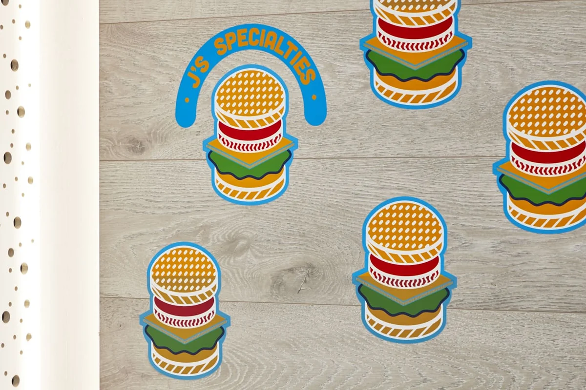 Decal cắt rời dán bề mặt phẳng.
