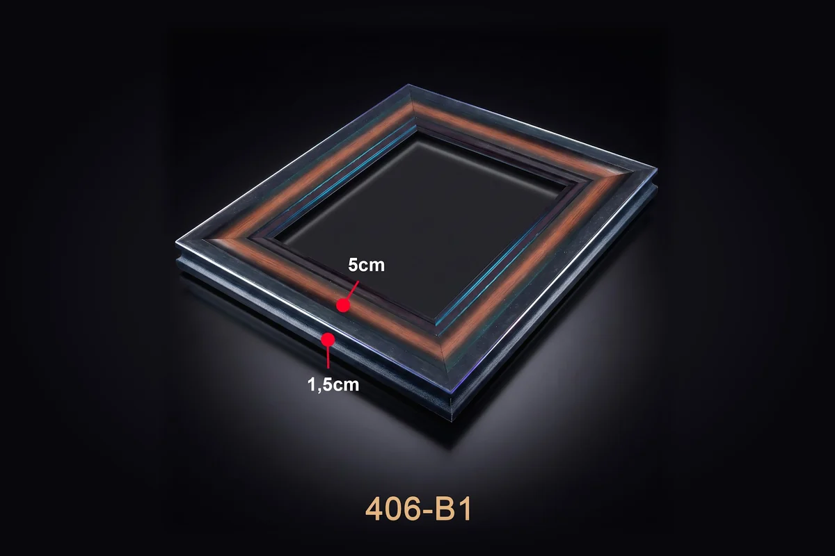 Khung tranh đen nâu mã 406-B1 với thông số mặt cắt minh họa.