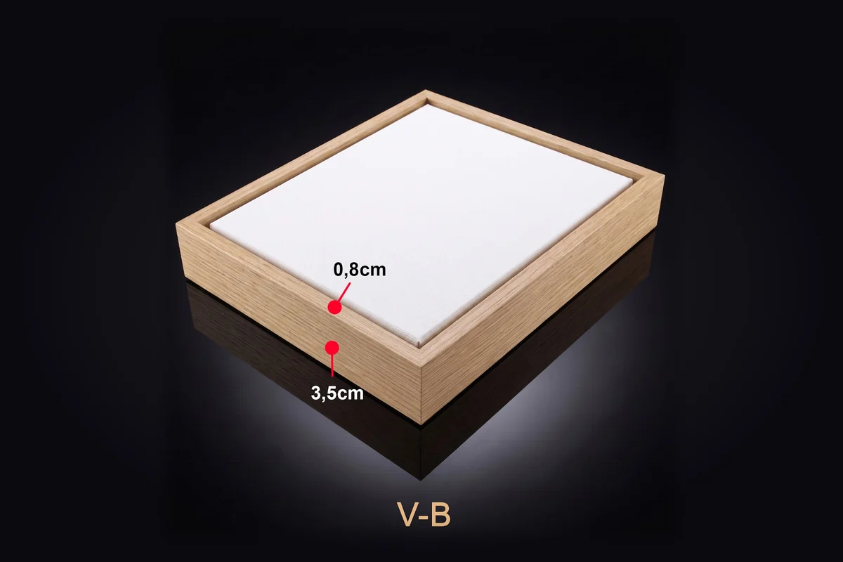 Khung tranh nổi vân gỗ mã V-B với thông số mặt cắt minh họa.