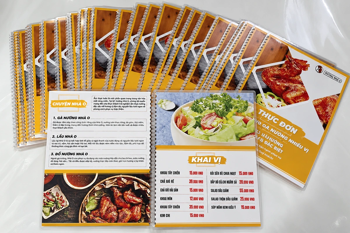 in ấn cho quán trà sữa - Menu ép nhựa khổ A5 để bàn