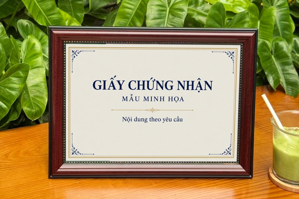 Khung giấy khen nâu đỏ viền trơn