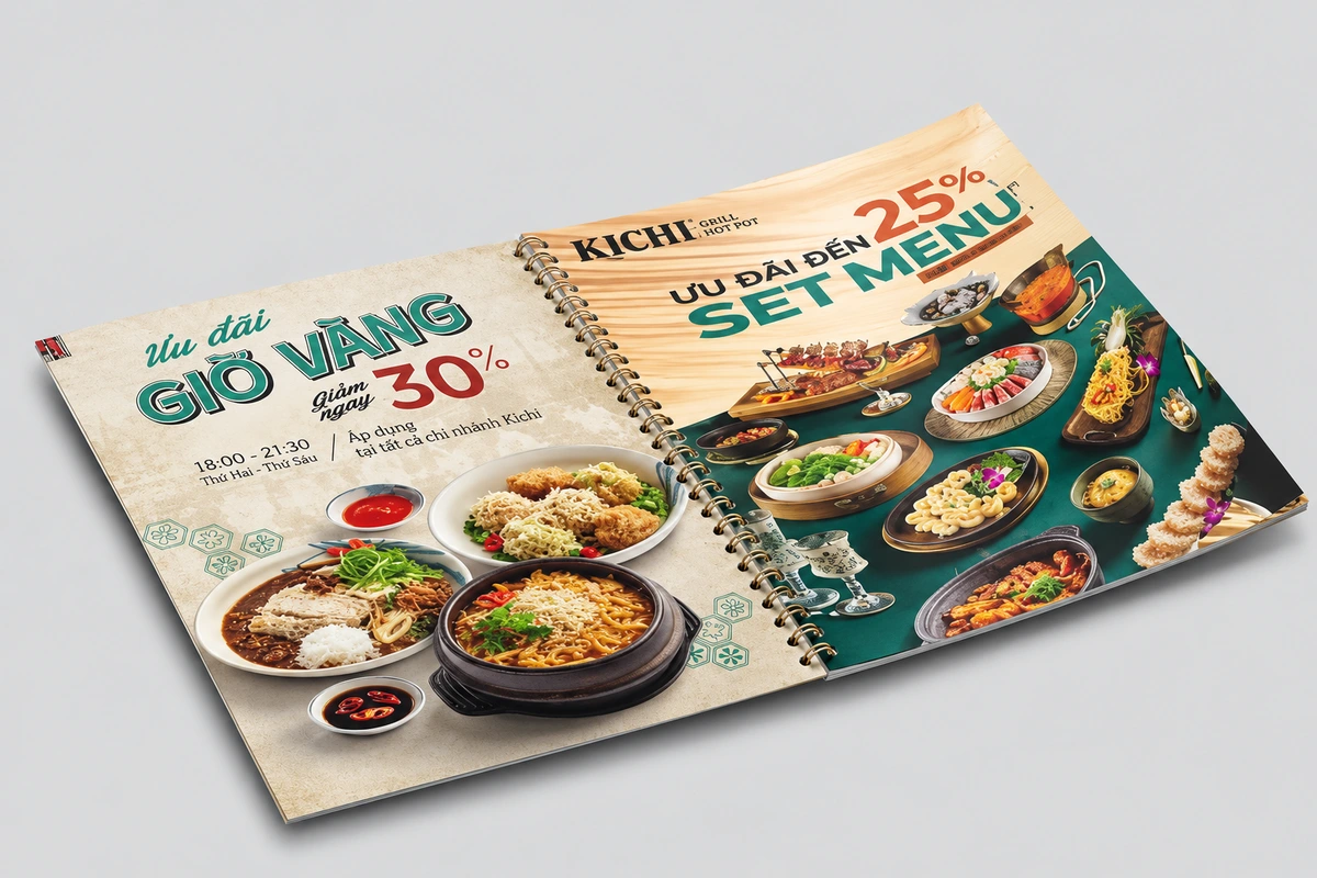 in menu quận 4 - Menu ép nhựa khổ A5 cho quán nhỏ