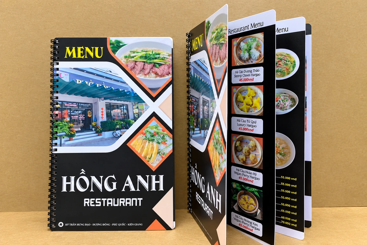 in menu giao chợ bến thành - Menu nhựa PVC tờ rời để bàn