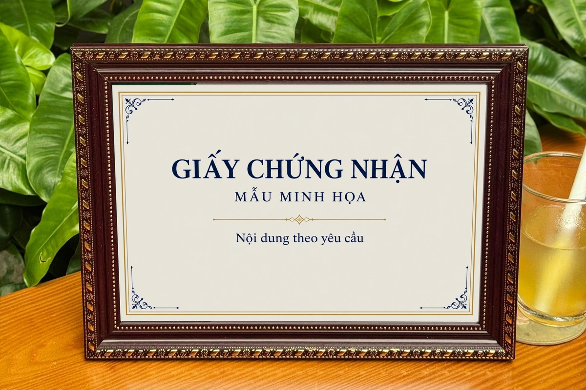 Khung giấy khen nâu sẫm hoa văn ánh vàng