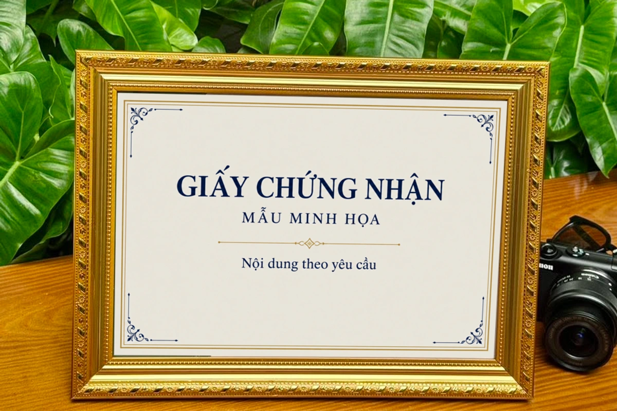 Khung giấy khen màu vàng có hoa văn